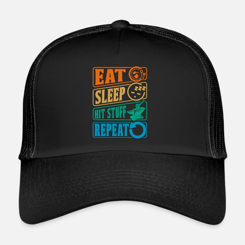 Forging Eat Sleep Hit Retro Goldsmith Blacksmiths Trucker Cap