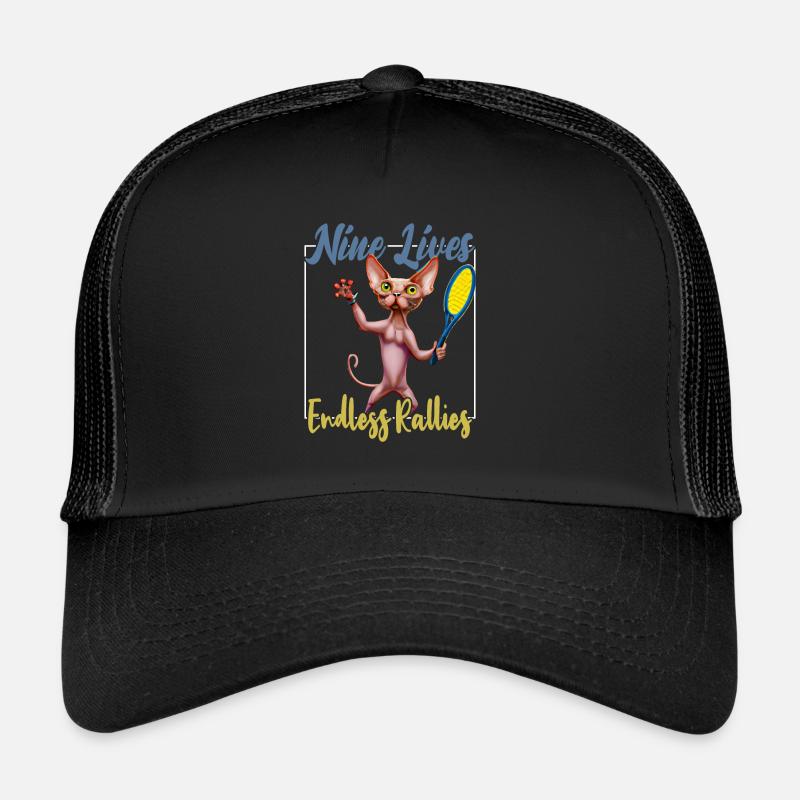 Tennis Sphynx Cat 9 Life Trucker Cap