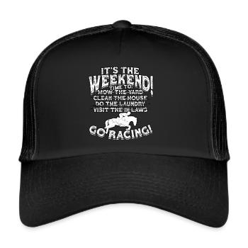 horse racing horse riding horses rider gift g - Trucker Cap - black/black - Front