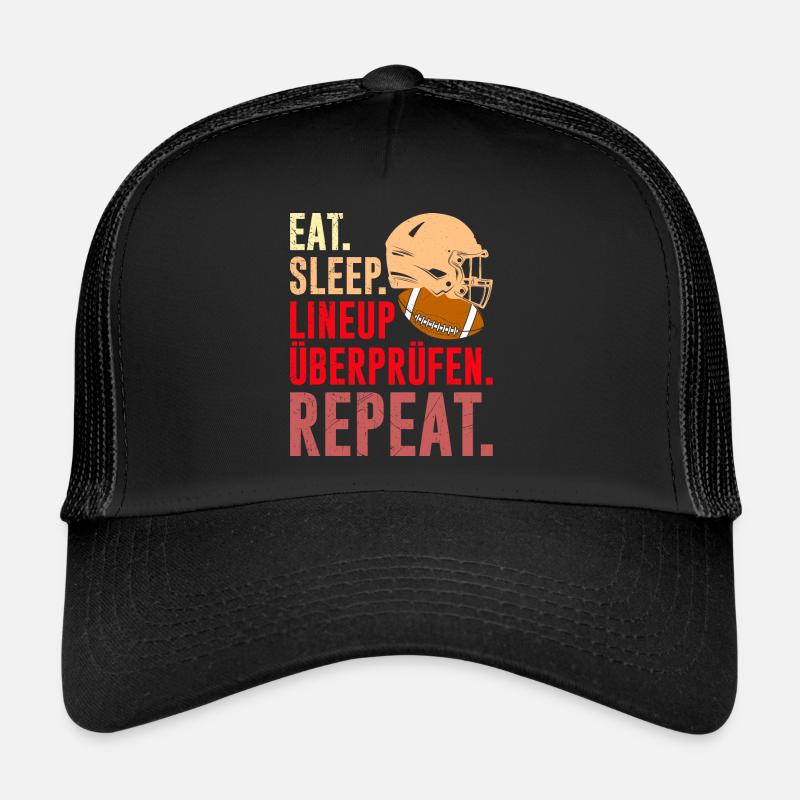 Check Eat Sleep Lineup Repeat Trucker Cap