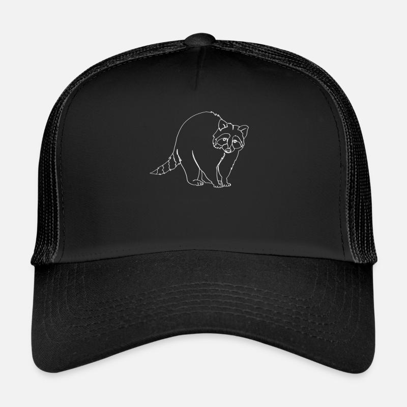 Waschbär Oneline Kunst - Lustiger Waschbär - Trucker Cap - Schwarz/Schwarz