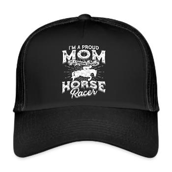 horse racing horse riding horses rider gift g - Trucker Cap - black/black - Front