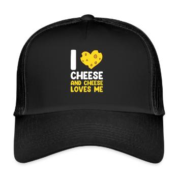 Lustiger Käseliebhaber Essen Humor Käse - Trucker Cap - Schwarz/Schwarz - Vorne