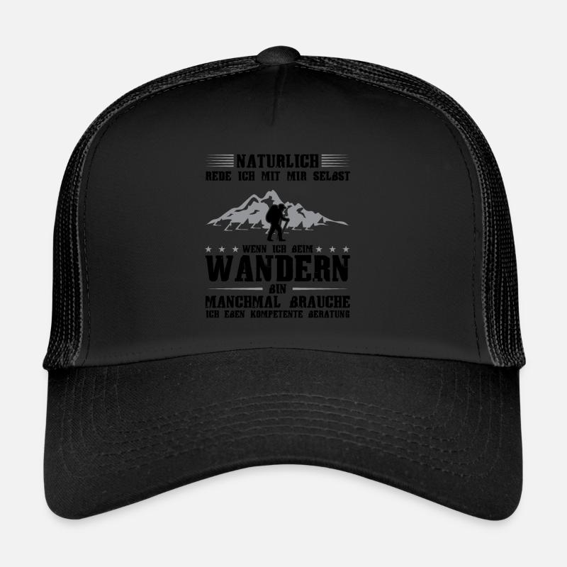 Wandern Berge Bergsteiger Geschenk - Trucker Cap - Schwarz/Schwarz