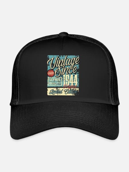 1944 Birthday vintage vintage retro legend - Trucker Cap - black/black - Front