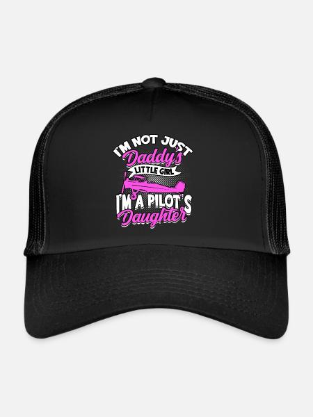 pilot flugzeug fliegen tochter geschenkidee gesche - Trucker Cap - Schwarz/Schwarz - Vorne