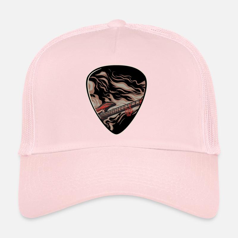 Plectrum with devil's greeting and burning guitar Trucker Cap