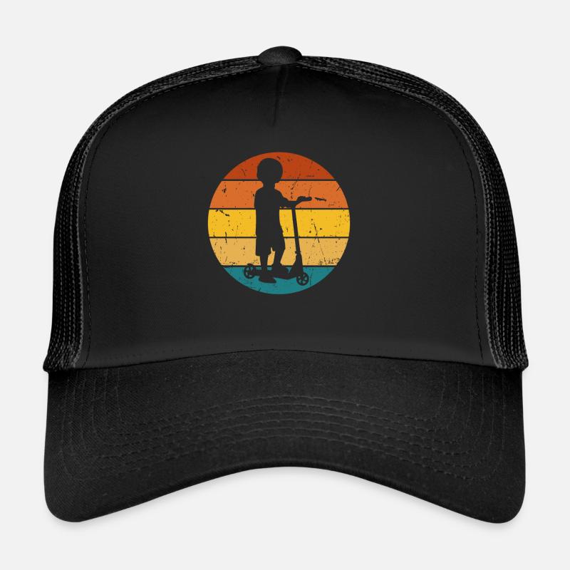 Scooter Stunt Roller für Kinder Retro - Trucker Cap - Schwarz/Schwarz