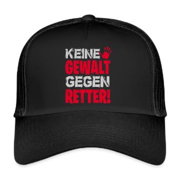KEINE GEWALT GEGEN RETTER! - Trucker Cap - Schwarz/Schwarz - Vorne
