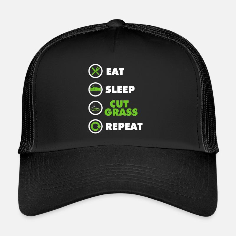 Funny Landscaping Eat Sleep Cut Grass Repeat Trucker Cap