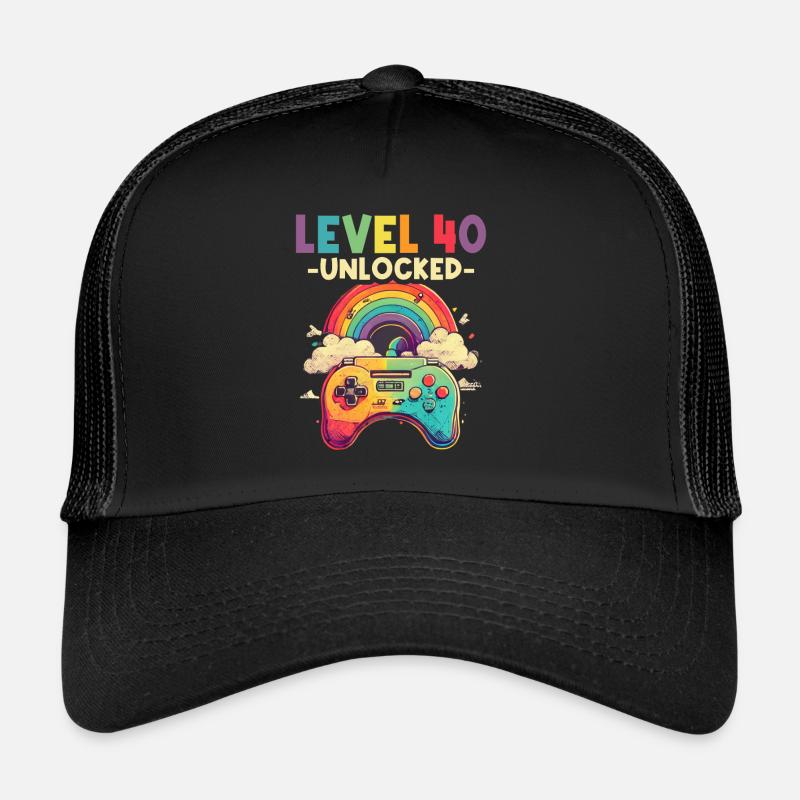 Niveau 40 ans Gaming 40s 40 Anniversaire Casquette trucker 