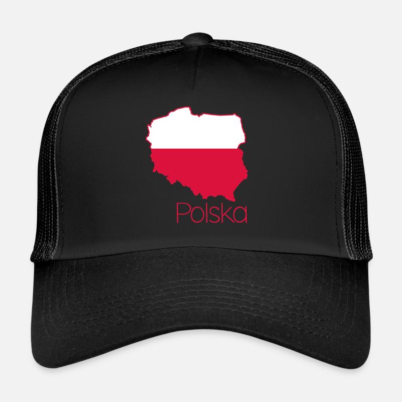 Polen Polnische Flagge Pole - Trucker Cap - Schwarz/Schwarz