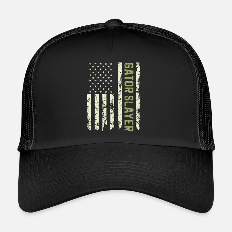 Chasseur d’alligators Drapeau américain, Patriotic Gator Casquette trucker 
