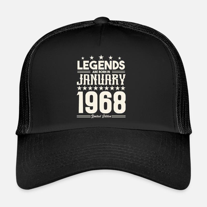 Geschenklegende Januar 1968. Geschenk Januar 1968. - Trucker Cap - Schwarz/Schwarz