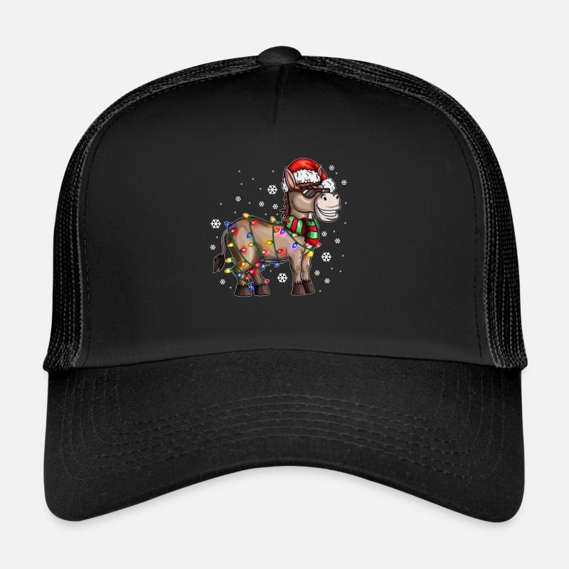 Âne de Noël avec chapeau de Noël dans la neige Casquette trucker 