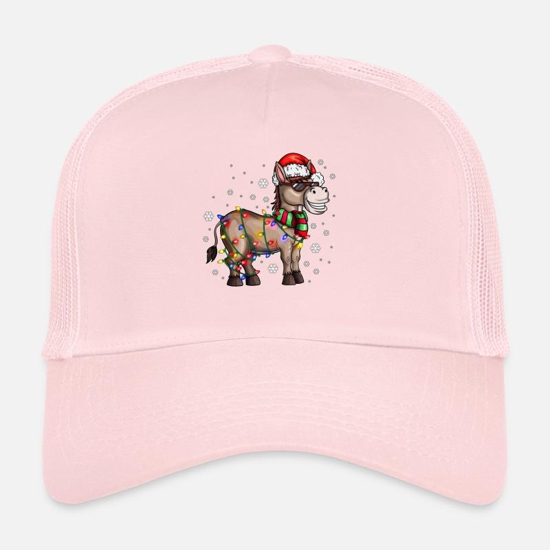Âne de Noël avec chapeau de Noël dans la neige Casquette trucker 