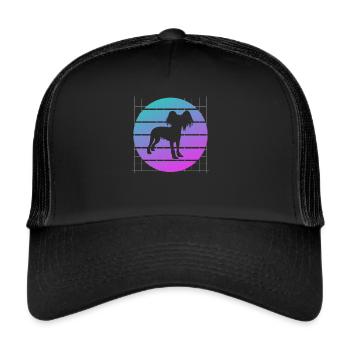 Retro Papillon Hundeliebhaber - Trucker Cap - Schwarz/Schwarz - Vorne