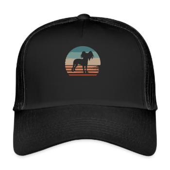 Vintage Retro Papillon Hundeliebhaber - Trucker Cap - Schwarz/Schwarz - Vorne