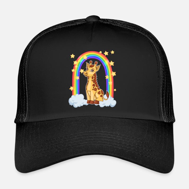 Giraffe in the magic rainbow Trucker Cap