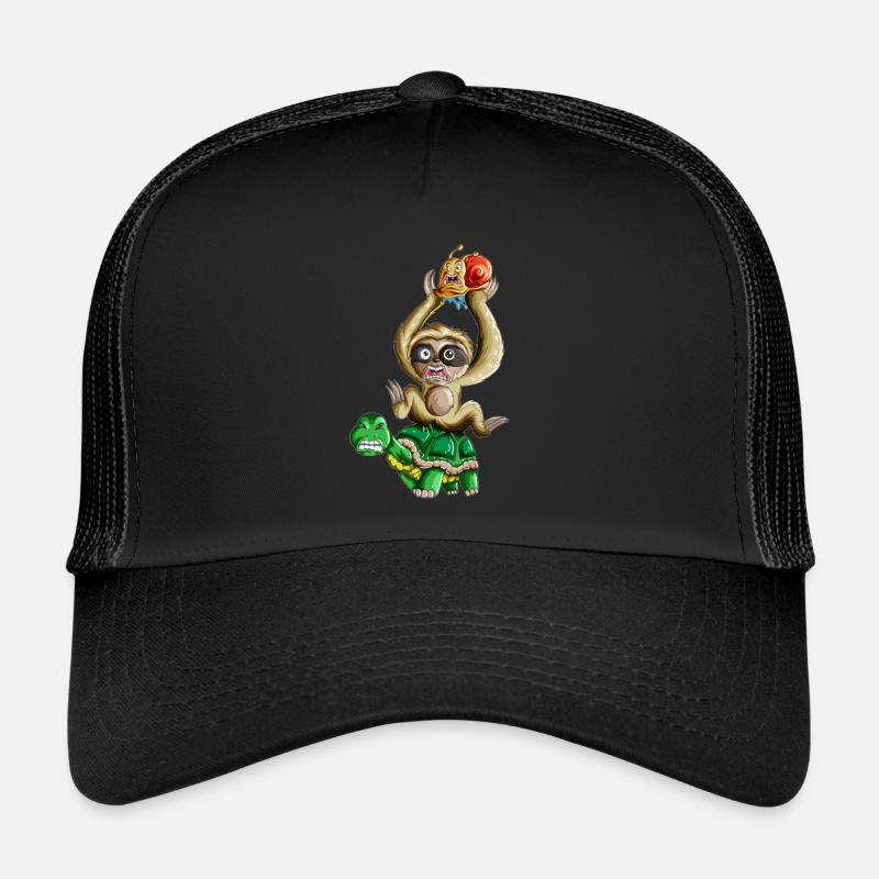 Turtle wears sloth and snail holiday Trucker Cap