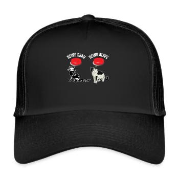 Recherché Le chat vivant de Schrödinger Physique quantique morte - Casquette trucker  - noir/noir - Devant