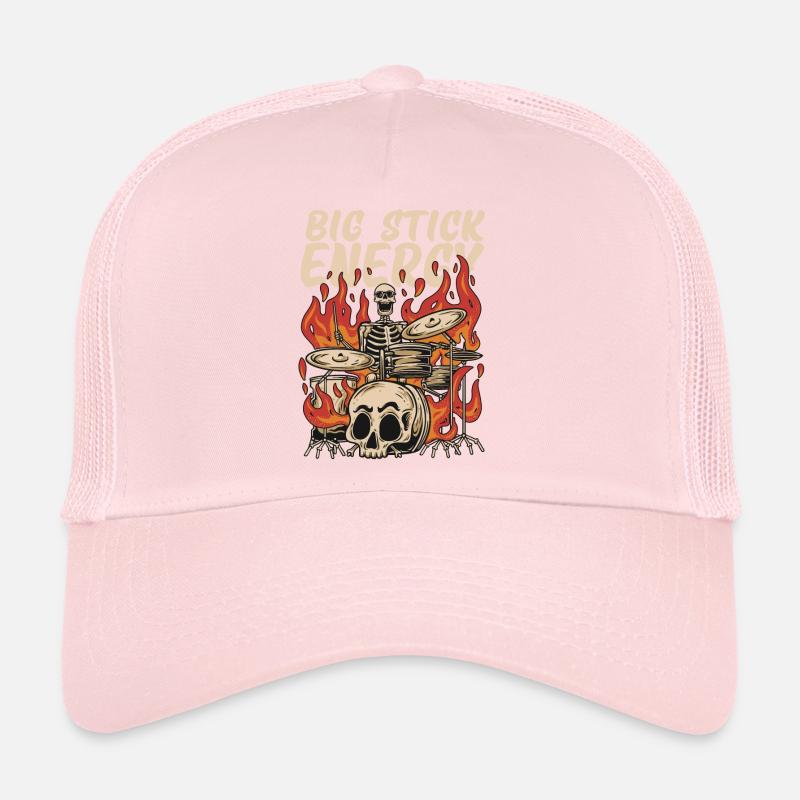 Big Stick Energy Skeleton Drum Kit Skull Fire Trucker Cap
