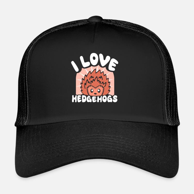 Ich Liebe Igel Sprüche Haustier Süß - Trucker Cap - Schwarz/Schwarz