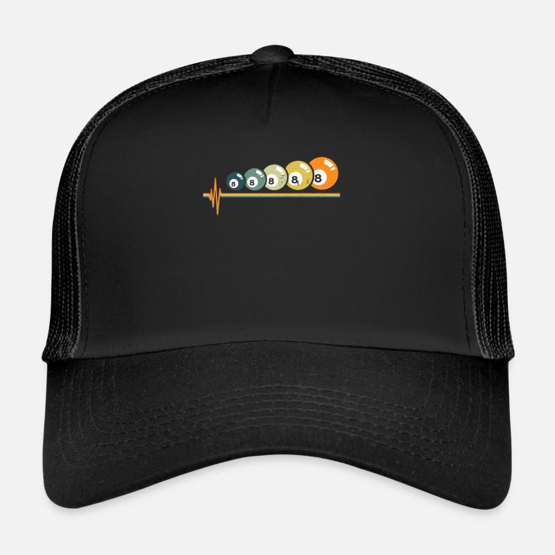 Retro Billard 8 Kugeln - Trucker Cap - Schwarz/Schwarz