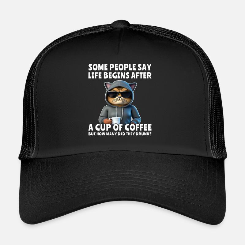 Kaffee Katze Kaffeetrinker Trucker Cap