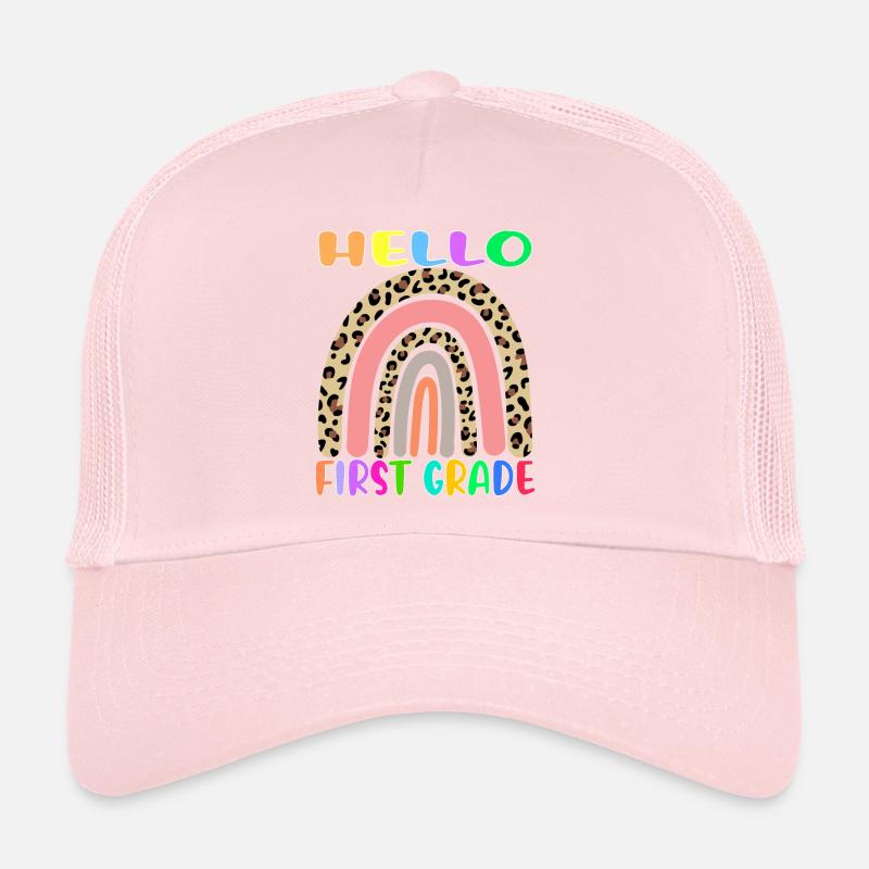 Hello First Grade Back To School 1st Grade Rainbow Trucker Cap