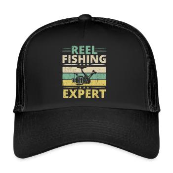 Fischer Angeln Fischer Fischfänger Fisch Fisch - Trucker Cap - Schwarz/Schwarz - Vorne