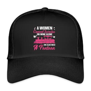 Ponton Queen -Bateau Ponton -Femmes - Casquette trucker  - noir/noir - Devant