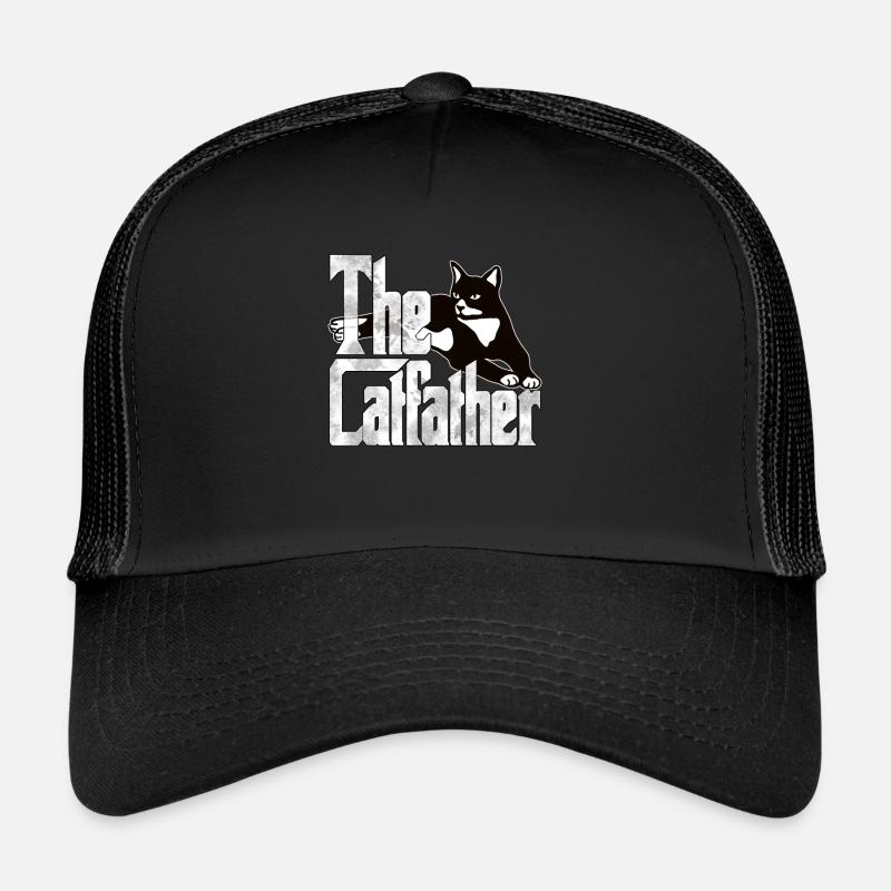 Cat Dad The Catfather Crazy Cat Father Kitty Daddy - Trucker Cap - Schwarz/Schwarz