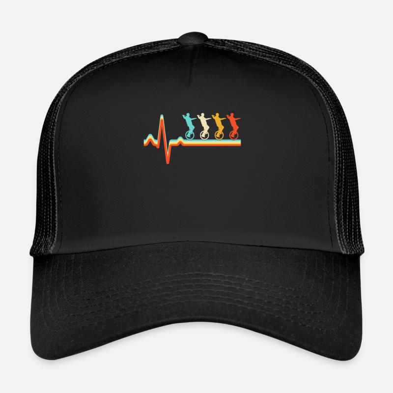 Einrad Retro Herzschlag - Trucker Cap - Schwarz/Schwarz