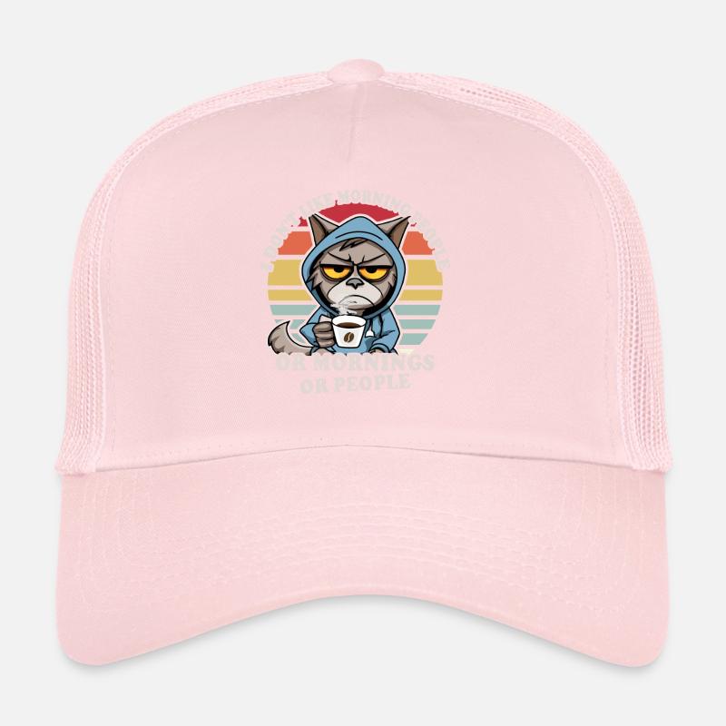 Cat drinks coffee Morning grouch Trucker Cap