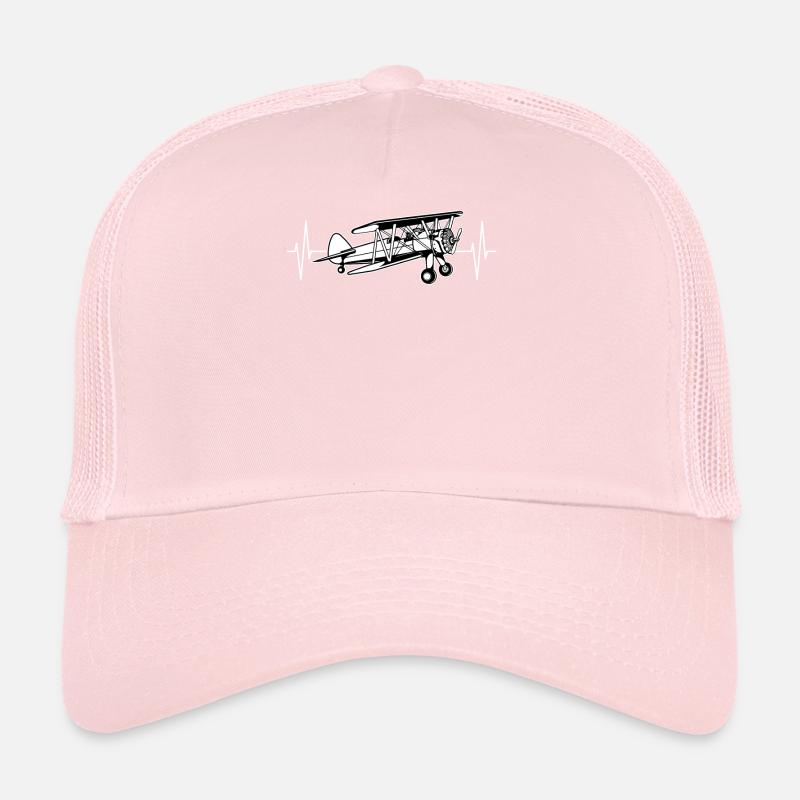 Biplane Airplane ECG Line Pilot Gift Trucker Cap