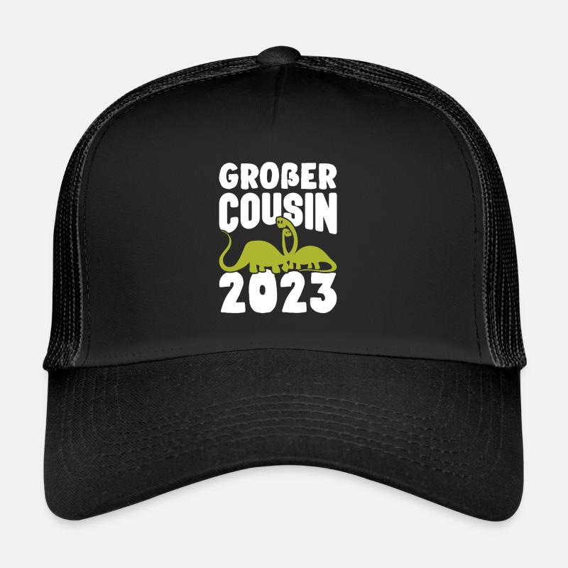 Kinder Alarm Ich werde Großer Cousin 2023 Dino - Trucker Cap - Schwarz/Schwarz