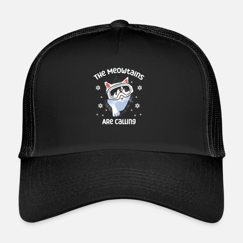 Snowboard Funny Meowtains Ski Lover Cat Mountain Casquette trucker 
