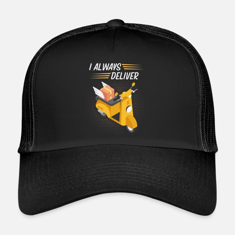 Courier, parcel deliverer, motorcycle, funny saying Trucker Cap