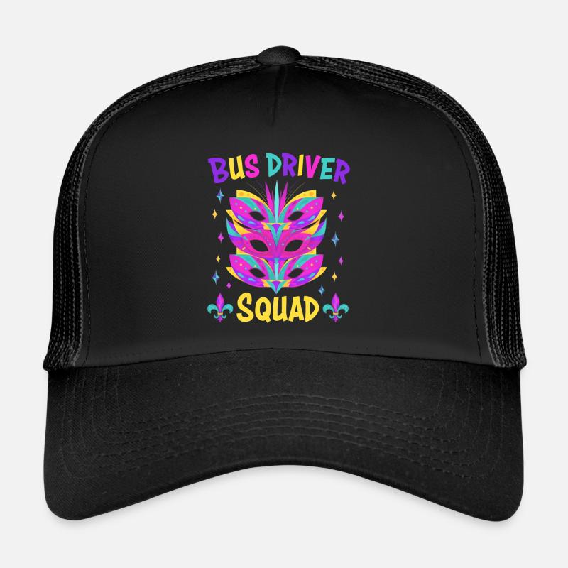 Bus Driver Squad Mardi Gras Costume Tee Trucker Cap