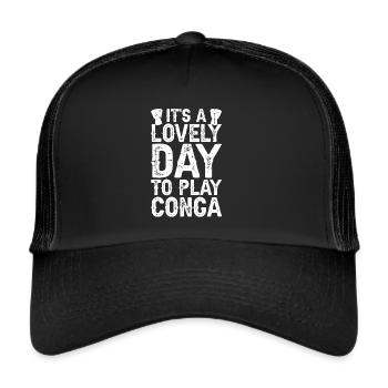 Conga Drum Musician Drumline - Trucker Cap - black/black - Front
