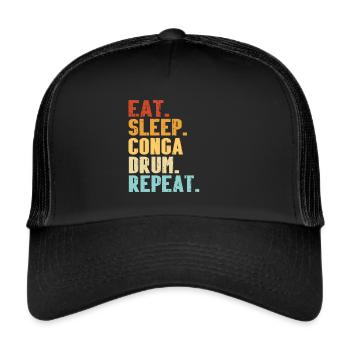 Conga Drum Musician Drumline - Trucker Cap - black/black - Front