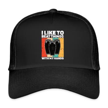 Conga Drum Musician Drumline - Trucker Cap - black/black - Front