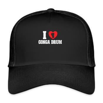 Conga Drum Musician Drumline - Trucker Cap - black/black - Front