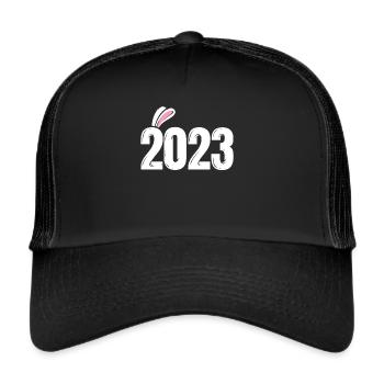 2023 Avec des oreilles de lapin - Nouvel An chinois - Casquette trucker  - noir/noir - Devant