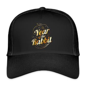 Year Of The Rabbit 2023 Logo For Chinese New Year - Trucker Cap - Schwarz/Schwarz - Vorne