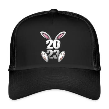 2023 Avec des oreilles et des pattes de lapin - Chinois - Casquette trucker  - noir/noir - Devant