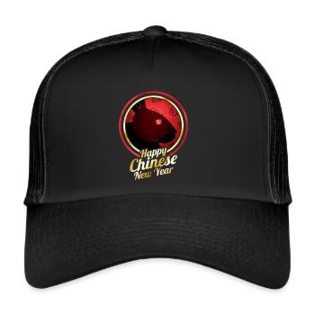 2023 Rabbit Happy Chinese New Year - Trucker Cap - Schwarz/Schwarz - Vorne