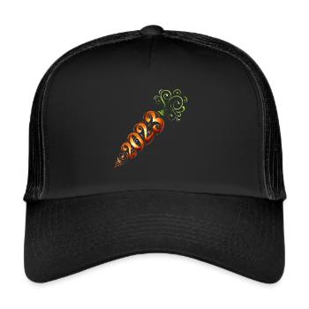 Stylized Carrot With 2023 - Rabbit Chinese New - Trucker Cap - Schwarz/Schwarz - Vorne