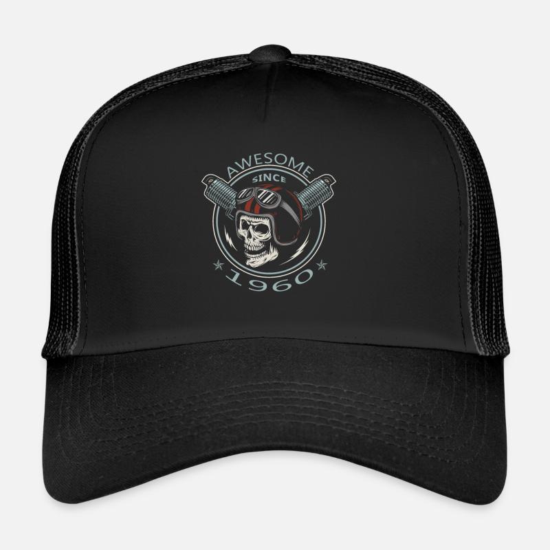 Awesome since 1960, Biker Geburtstag - Trucker Cap - Schwarz/Schwarz